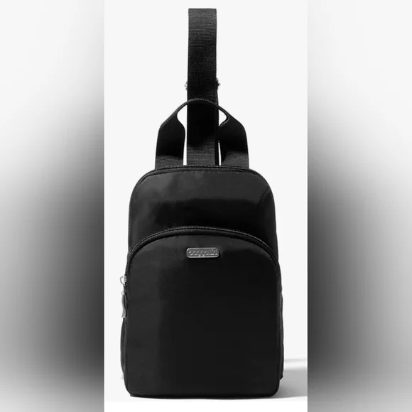Baggalini Black Sling Backpack Bag Multi Wear RFID Card Slots Adjustable NEW - Picture 1 of 16